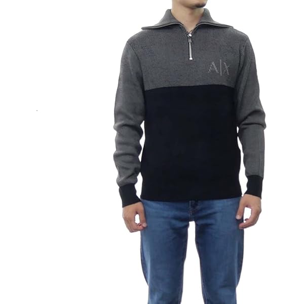 アルマーニエクスチェンジ ニット セーター ハーフジップ 肩ジップ  ブラック ARMANI EXCHANGE（アルマーニエクスチェンジ）の「【A|X